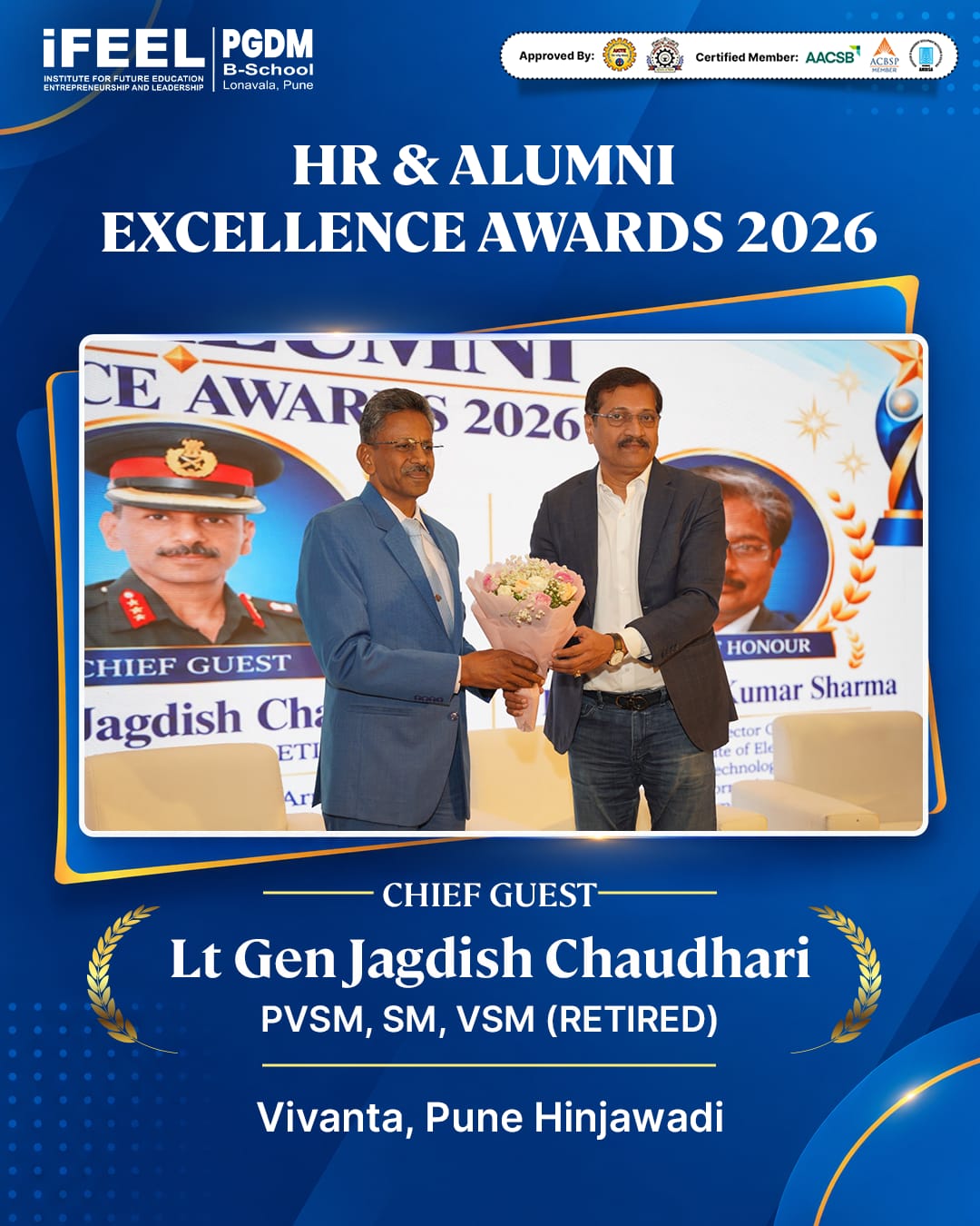 HR & Alumni Excellence Awards 2026 - Chief Guest Lt Gen Jagdish Chaudhari, Vivanta Pune Hinjawadi